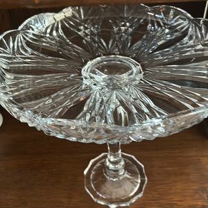 Vintage Tall Pedestal Server/crystal cake plate by Shannon crystal Design